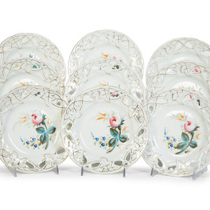 Appraisal: Nine English Porcelain Luncheon Plates and Five Continental Porcelain Cups