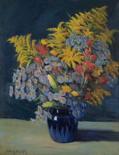 Appraisal: Kathryn Woodman Leighton Still life with goldenrod and daisies signed