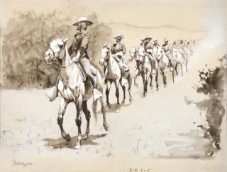 Appraisal: Frederic Remington - In the Desert ink wash and gouache