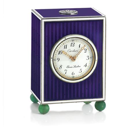 Appraisal: Enamel Diamond and Green Onyx Desk Clock Cartier Estimate -