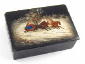 Appraisal: A Russian lacquer hinged box the lid with troika scene