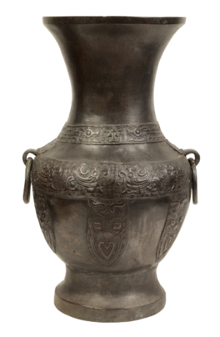 Appraisal: A LARGE CHINESE BRONZE VASE Ming or later with mask