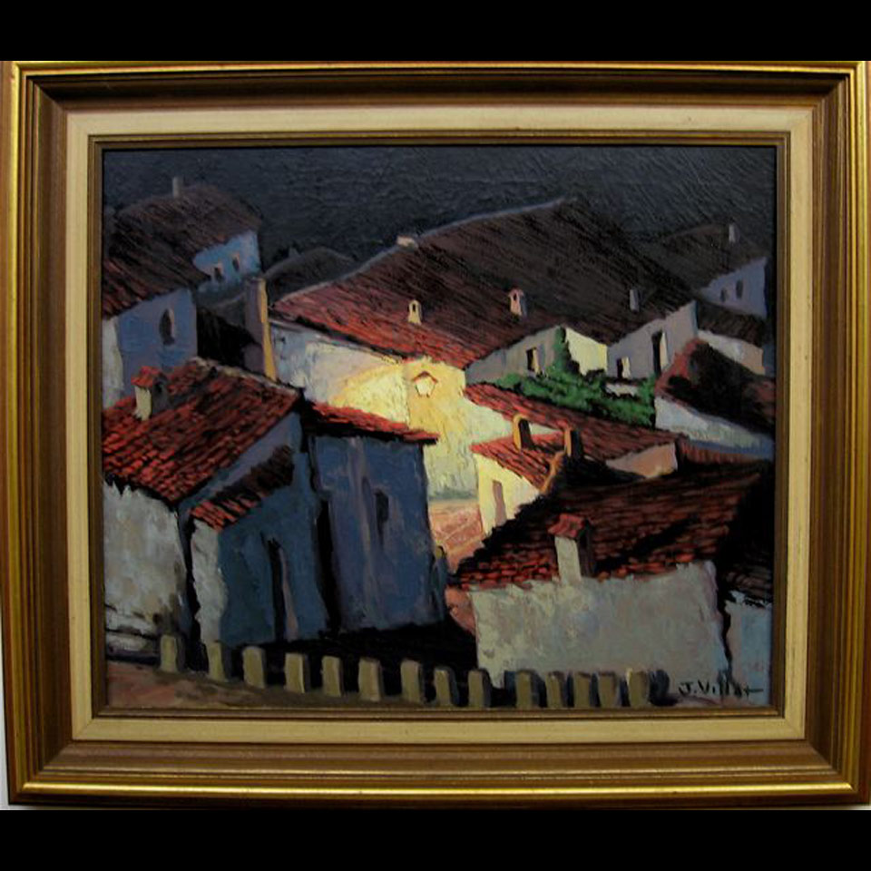 Appraisal: JACQUES VILLAT TH CENTURY CANADIAN EVENING VILLAGE STUDY OIL ON