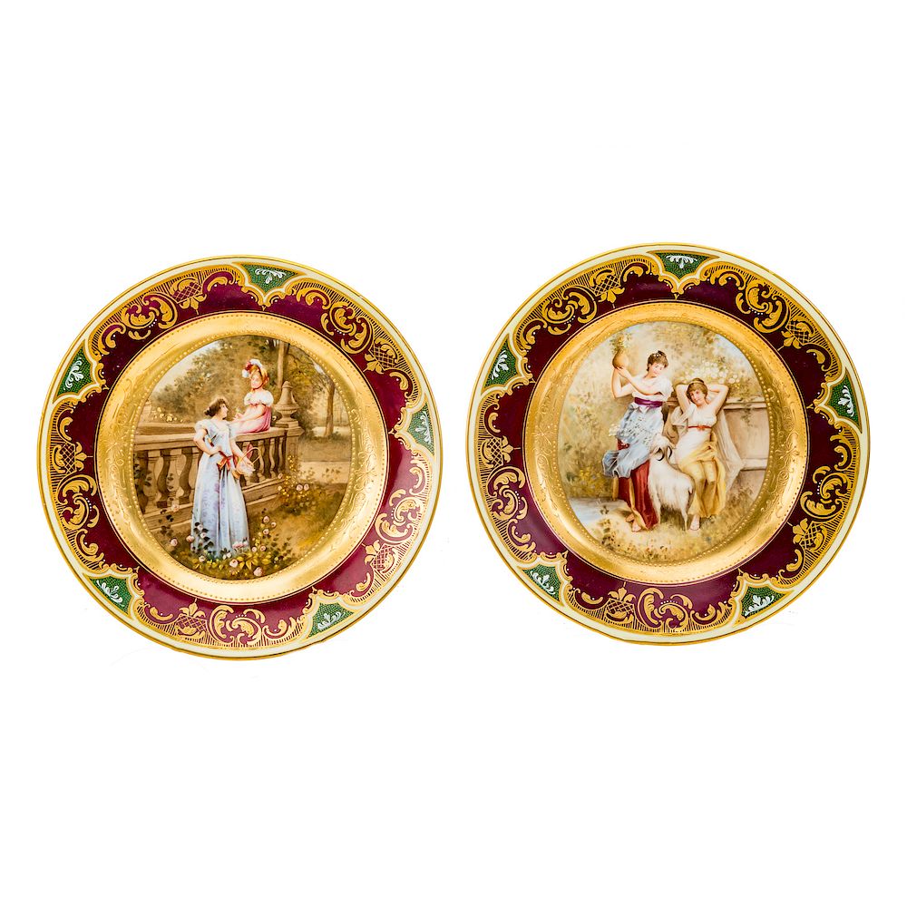 Appraisal: Pair Austrian porcelain cabinet plates late th century both with