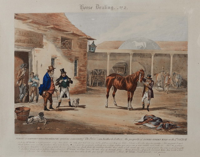 Appraisal: AFTER R SCANLAN two hand-coloured prints entitled 'Horse Stealing' Plates