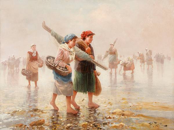 Appraisal: Pierre Testu French Fisher folk on a beach signed 'P