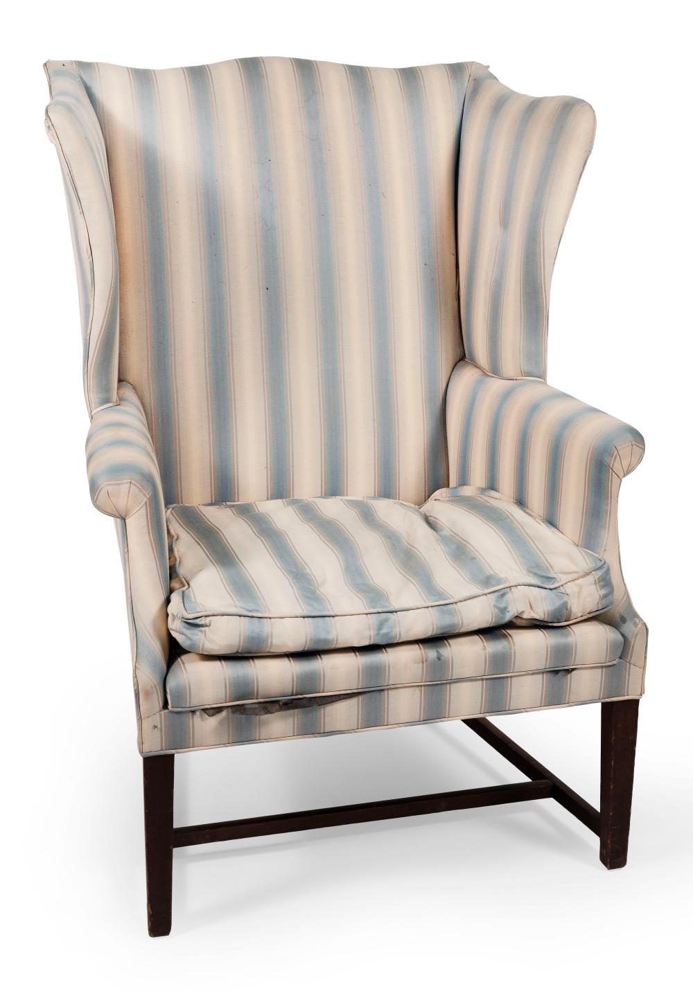 Appraisal: HEPPLEWHITE WING CHAIR NEW ENGLAND CIRCA BACK HEIGHT SEAT HEIGHT