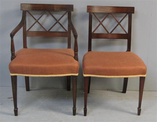 Appraisal: Set of eight Regency mahogany and ebony strung bar and