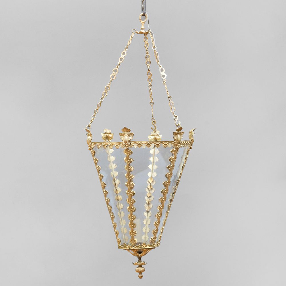 Appraisal: George III Gilt-Metal Hall Light Fitted with a single electric