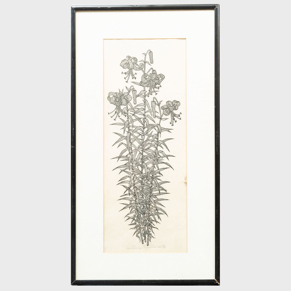 Appraisal: Jacques Hnizdovsky - Tiger Lilies Woodcut in black on Chine