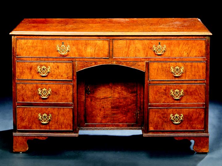 Appraisal: William IV Burl Oak Kneehole Writing Desk first quarter th