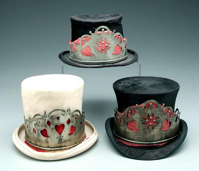 Appraisal: Three silver mounted tophats two black beaver one white felt