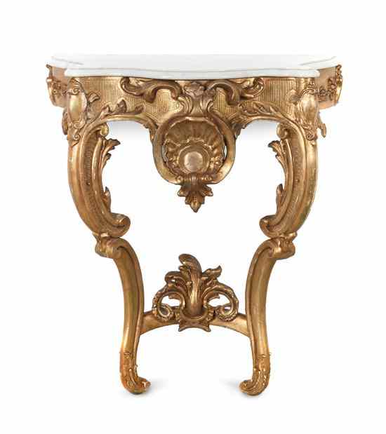 Appraisal: A Louis XV Style Giltwood Console Table having a serpentine