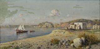 Appraisal: CASELLI Giuseppe Oil on Panel Italian Coastal Landscape Signed lower