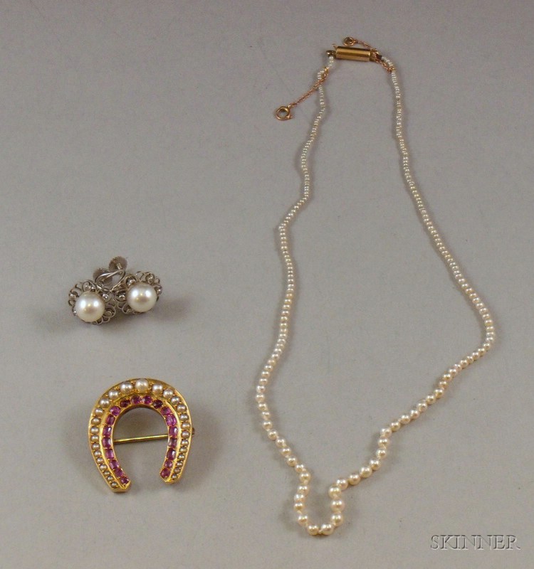 Appraisal: Small Group of Estate Jewelry including a delicate graduated seed