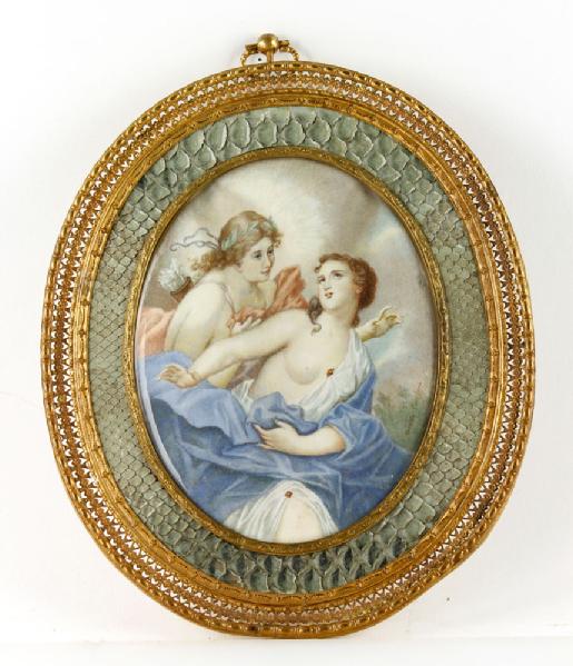 Appraisal: - French Miniature Painting French miniature painting of two semi-nude