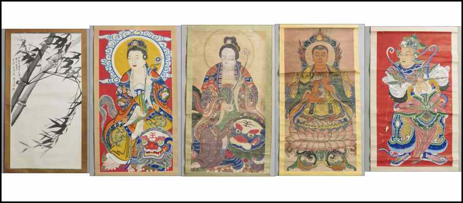 Appraisal: COLLECTION OF FIVE CHINESE SCROLLS Condition No Specific Condition Recorded