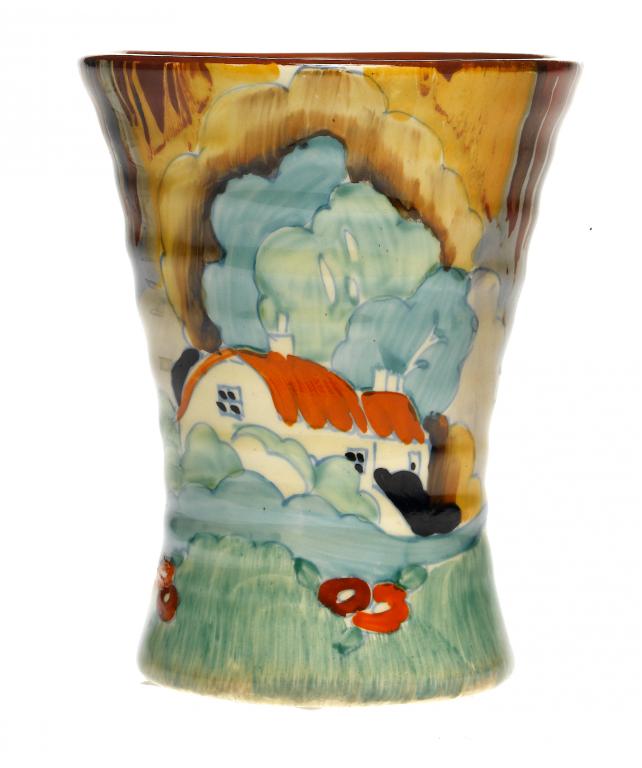 Appraisal: CLARICE CLIFF AN A J WILKINSON FOREST GLEN SHAPE VASE