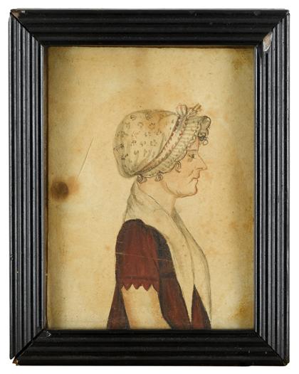 Appraisal: American School th centuryminiature half-length portrait of a lady in