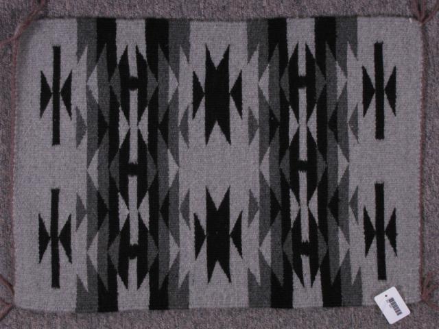 Appraisal: Navajo hand woven mat '' x '' black silver and