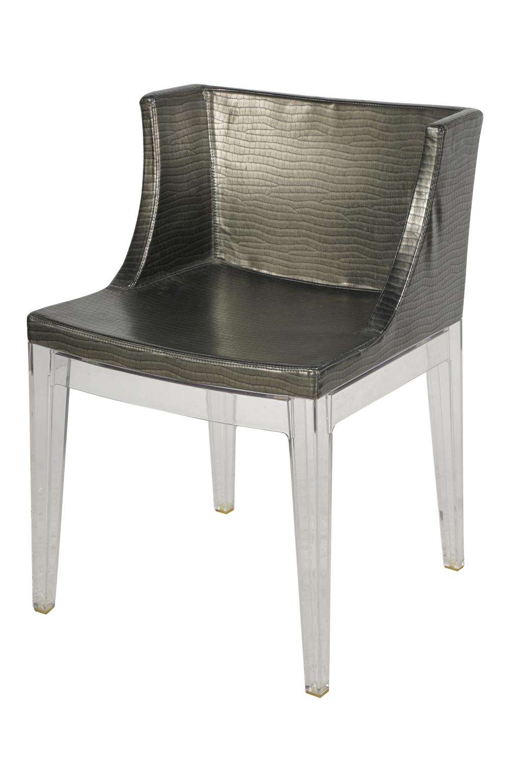 Appraisal: KARTELL PULL-UP CHAIRwith faux alligator upholstered acrylic frame Condition scratches