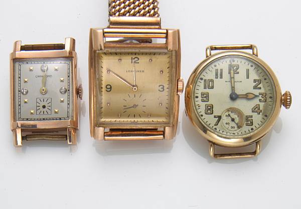 Appraisal: A collection of k gold watches comprising two watch heads