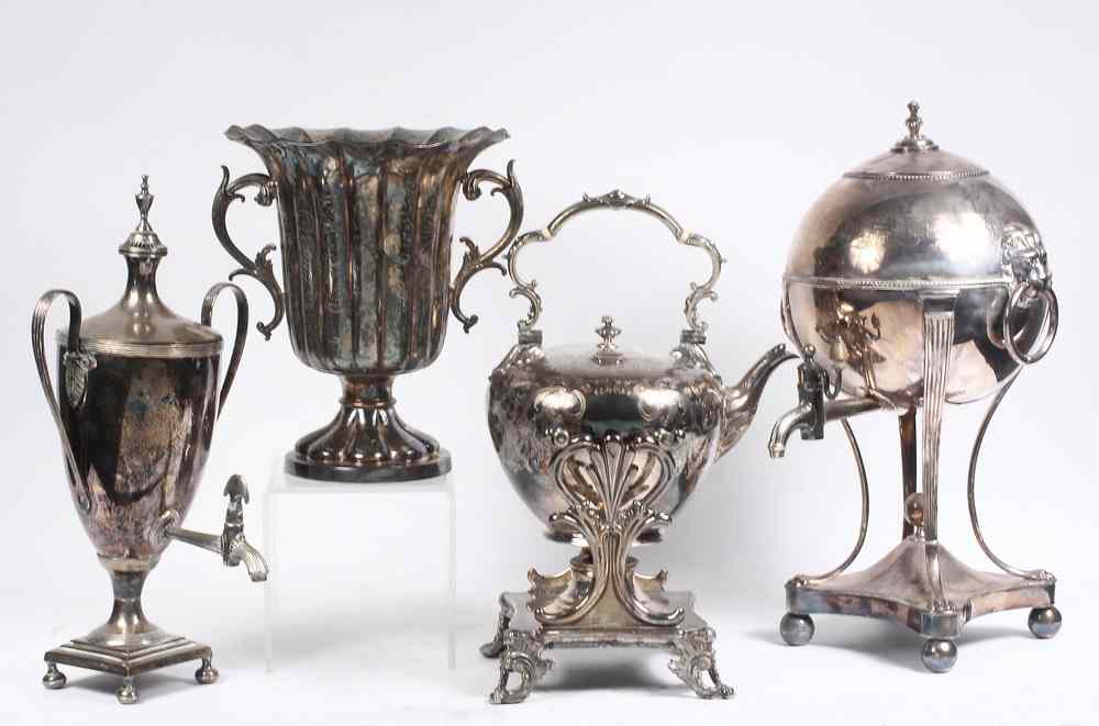 Appraisal: SILVERPLATE SERVING PCS - Including Late th c Cold Water