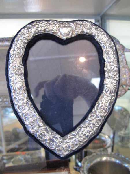 Appraisal: STERLING SILVER HEART SHAPED FRAME