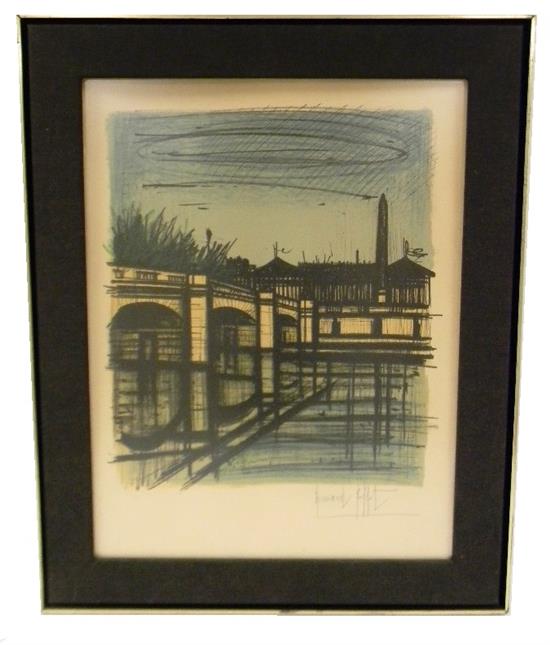 Appraisal: Bernard Buffet French - Pont de la Concorde etching and