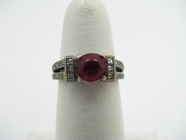 Appraisal: Lady's platinum red zircon and diamond ring