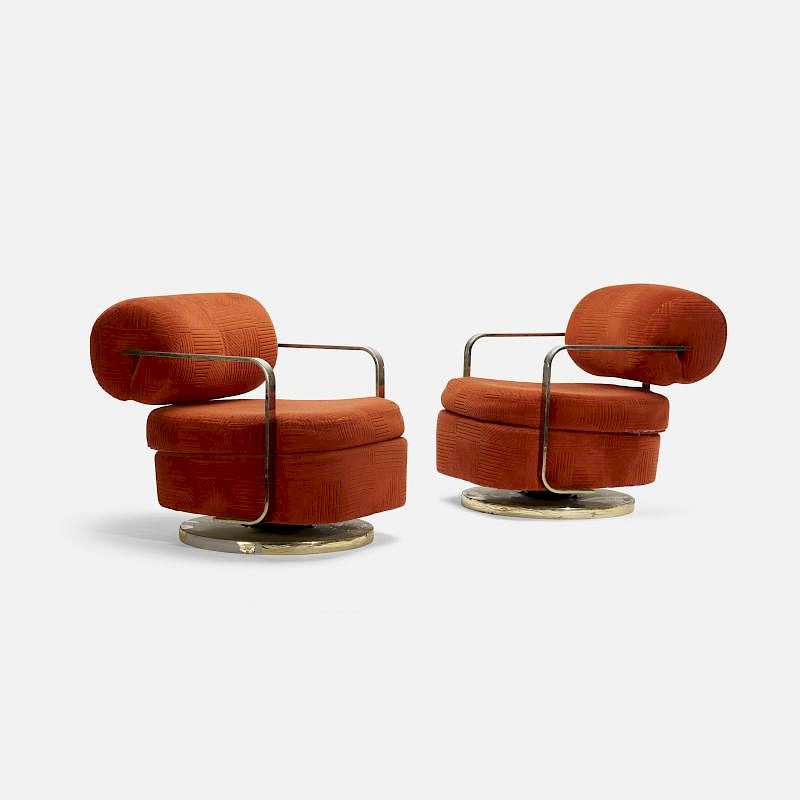 Appraisal: Milo Baughman lounge chairs pair Milo Baughman lounge chairs pair