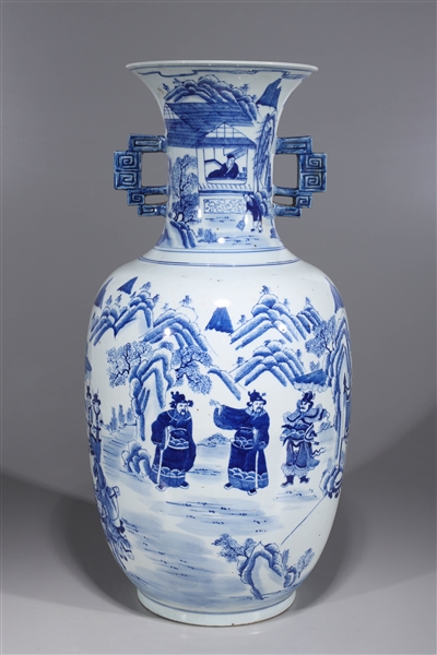 Appraisal: Chinese blue and white porcelain Kangxi style vase with molded