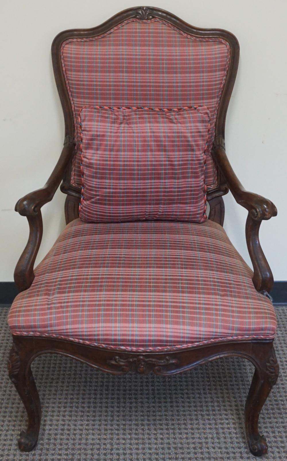 Appraisal: Provincial Style Walnut and Upholstered Fauteuil