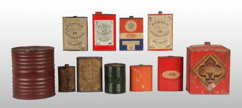 Appraisal: Lot of Gun Powder Tins Description Includes nine Dupont tins