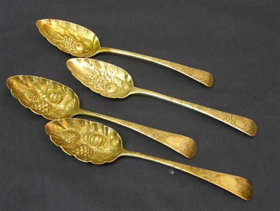 Appraisal: Pair of George III silver Old English pattern serving spoons