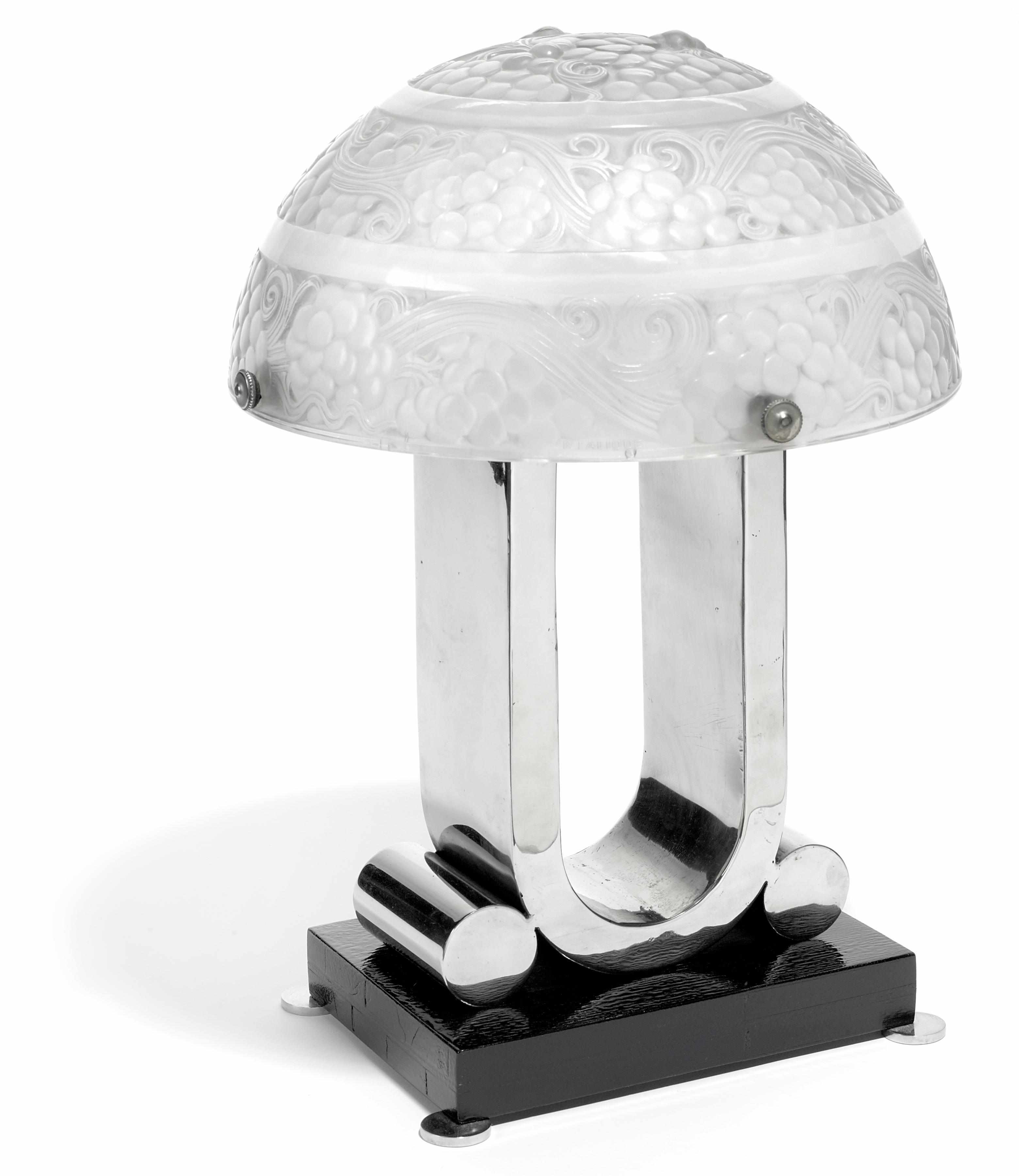 Appraisal: A Ren Lalique molded glass plafonnier mounted as a lamp