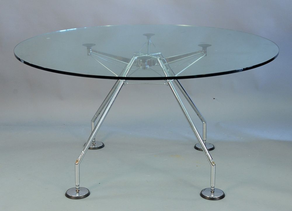 Appraisal: Lord Norman Foster Tecno Mod Nomos clear glass table top