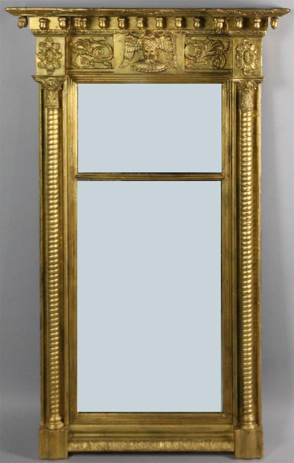 Appraisal: FEDERAL CARVED GILTWOOD PIER MIRROR having a molded and carved