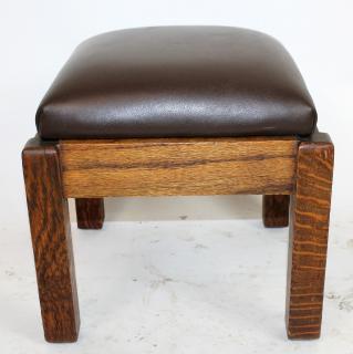 Appraisal: Mission style foot stool with in oak Mission style foot