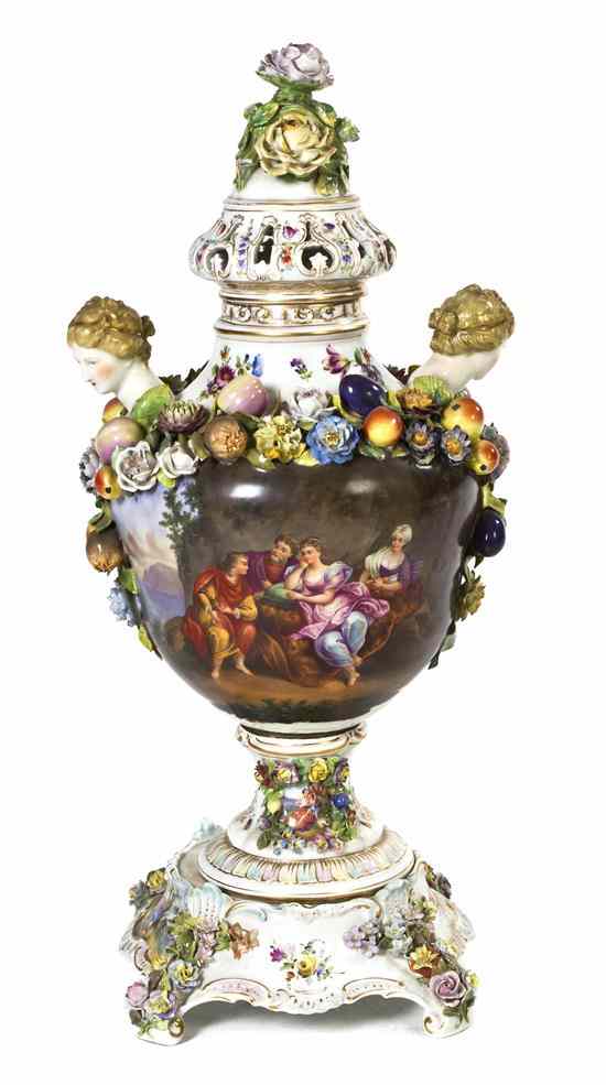 Appraisal: A German Porcelain Urn Carl Thieme in three parts with