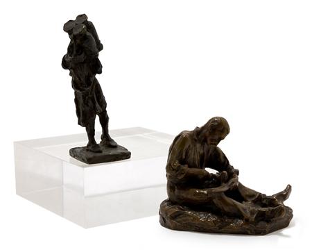 Appraisal: Bronze Figure of a Laborer Together with a Bronze Figure