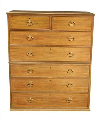 Appraisal: A late George III mahogany chest in two halves the