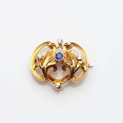 Appraisal: WHITESIDE BLANK Art Nouvea brooch with diamonds and a Montana