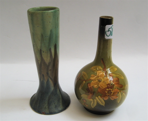 Appraisal: TWO ART POTTERY VASES One is an English Teckware bud