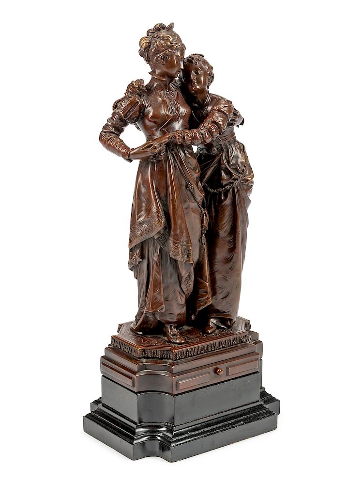 Appraisal: A French Patinated Bronze Figural Group A French Patinated Bronze