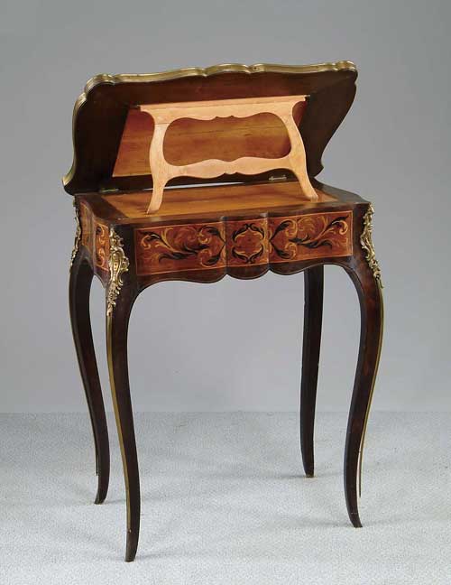 Appraisal: OUTSTANDING INLAID LIFT TOP WRITING STAND th Century Fitted with