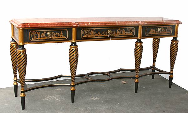 Appraisal: A Continental chinoiserie decorated parcel gilt console table last quarter