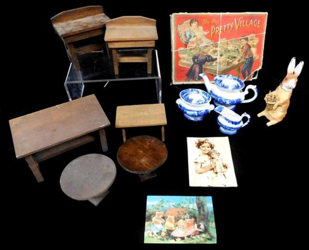 Appraisal: TOYS Doll furniture partial child''s tea set etc pieces including