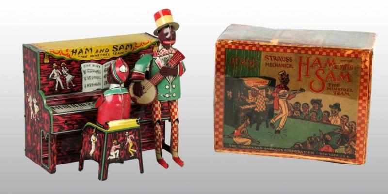 Appraisal: Tin Strauss Ham N Sam Minstrel Band Wind-Up Toy Description