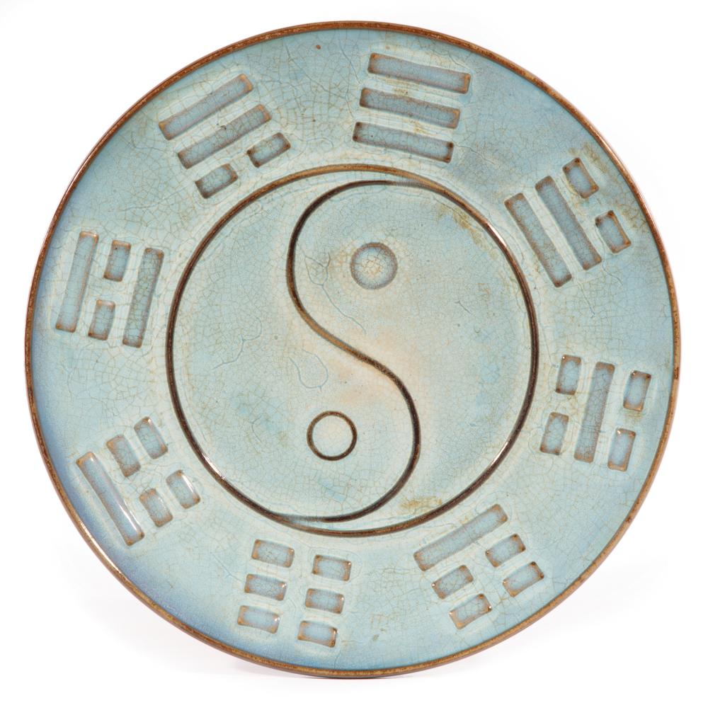 Appraisal: Decorative Chinese Jun-Style Pottery Bagua Dish relief-decorated with the Eight